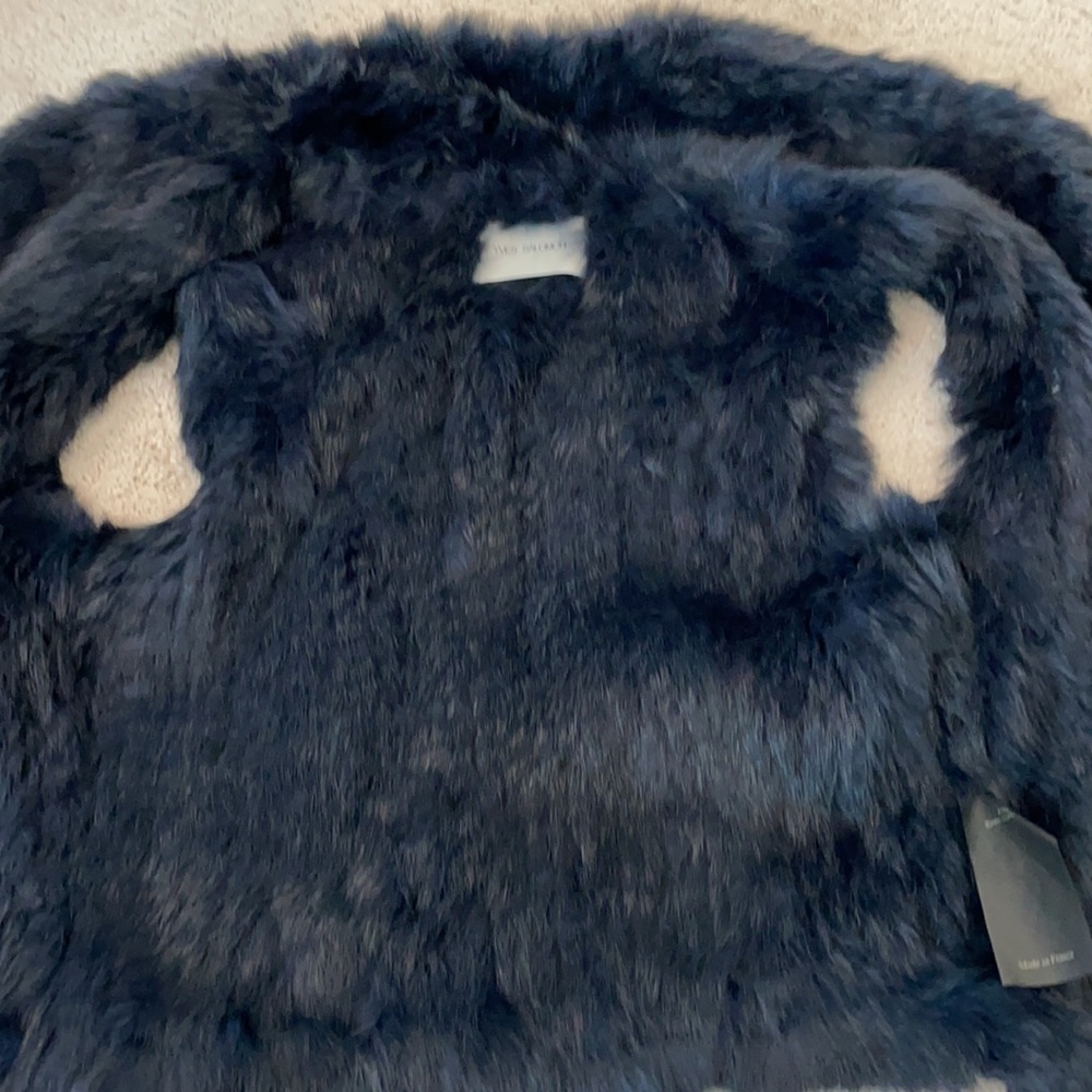 Yves Solomon navy rabbit fur vest size 6 - Picture 5 of 6
